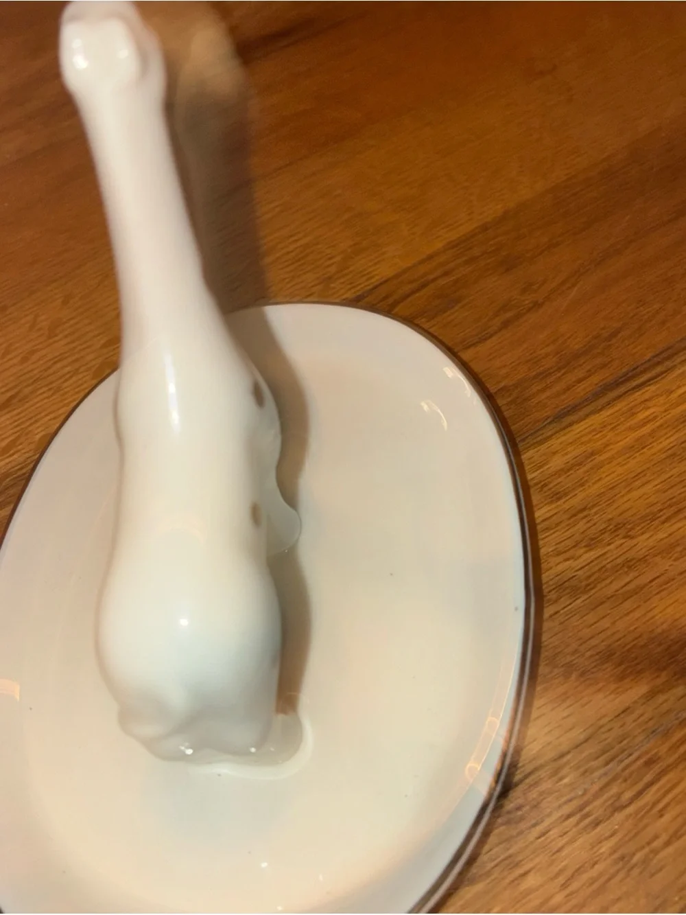 White Ceramic Oval Trinket Dish - Minimalist Jewelry Holder